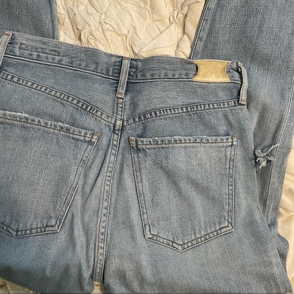 CITIZENS of Humanity Liya High Rise Classic Fit Crop Blue Distressed Jeans 25 - Picture 8 of 9